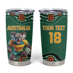 Custom Australia Rugby Tumbler Cup Koala Mascot Aboriginal Pattern