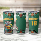 Custom Australia Rugby Tumbler Cup Koala Mascot Aboriginal Pattern