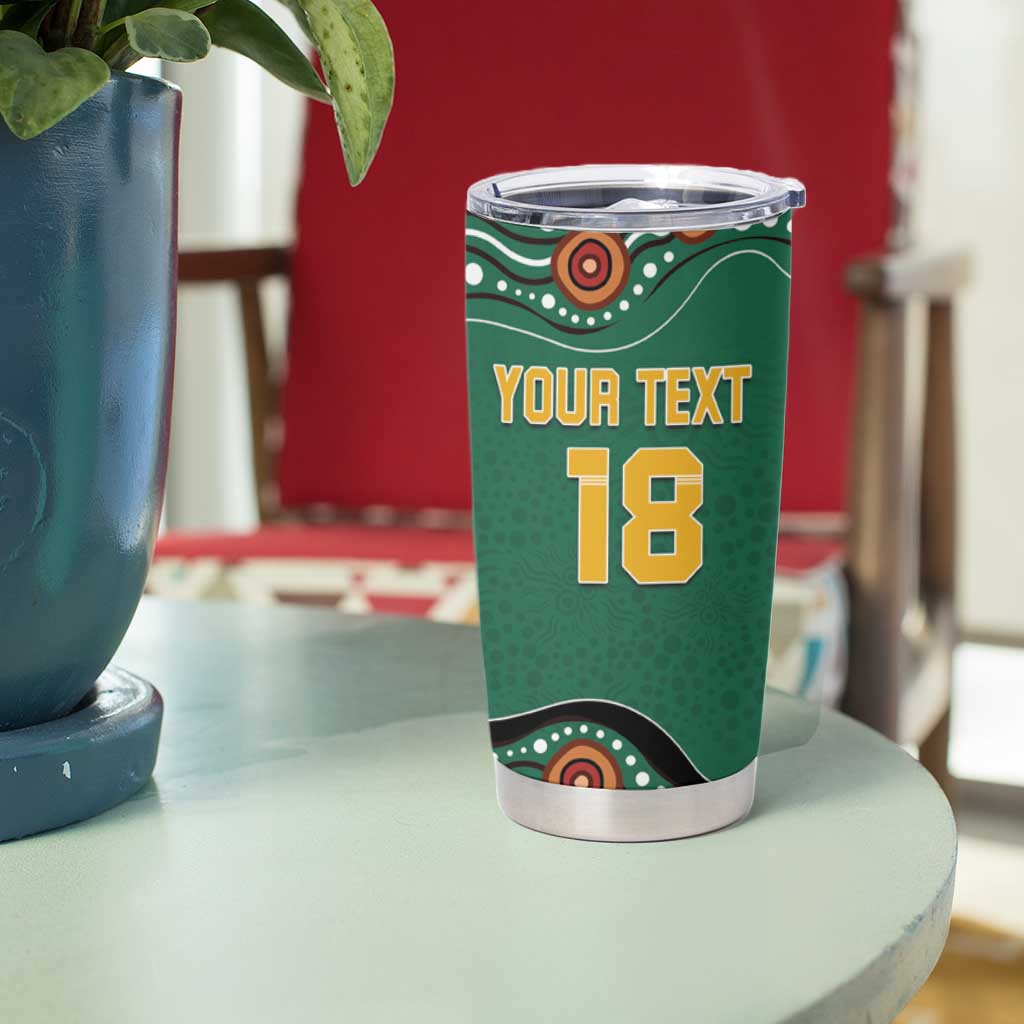 Custom Australia Rugby Tumbler Cup Koala Mascot Aboriginal Pattern