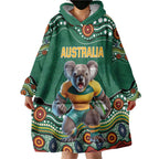 Custom Australia Rugby Wearable Blanket Hoodie Koala Mascot Aboriginal Pattern
