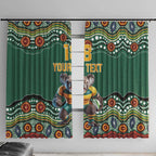 Custom Australia Rugby Window Curtain Koala Mascot Aboriginal Pattern