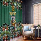 Custom Australia Rugby Window Curtain Koala Mascot Aboriginal Pattern