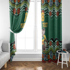 Custom Australia Rugby Window Curtain Koala Mascot Aboriginal Pattern