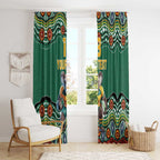 Custom Australia Rugby Window Curtain Koala Mascot Aboriginal Pattern