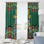 Custom Australia Rugby Window Curtain Koala Mascot Aboriginal Pattern