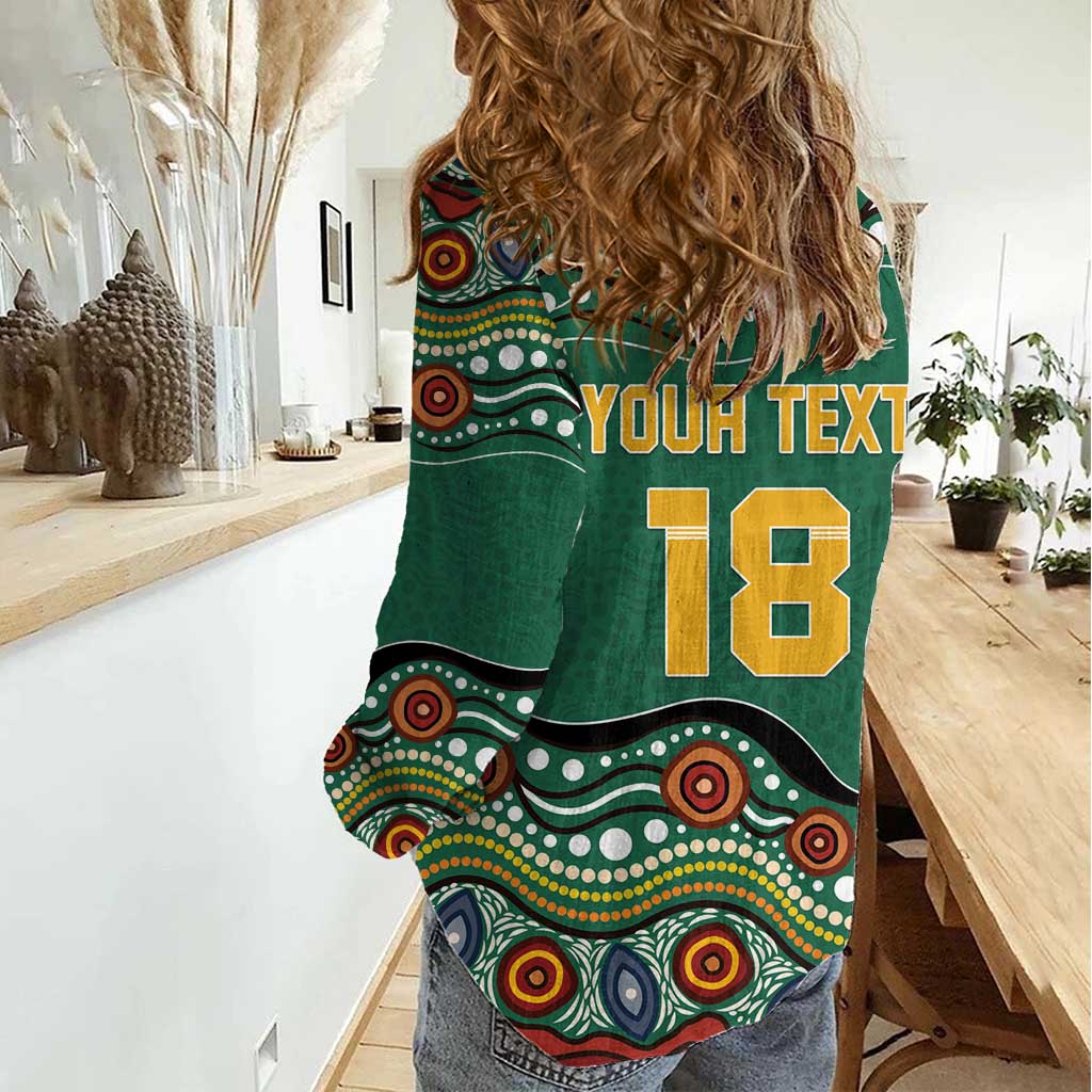 Custom Australia Rugby Women Casual Shirt Koala Mascot Aboriginal Pattern