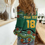 Custom Australia Rugby Women Casual Shirt Koala Mascot Aboriginal Pattern