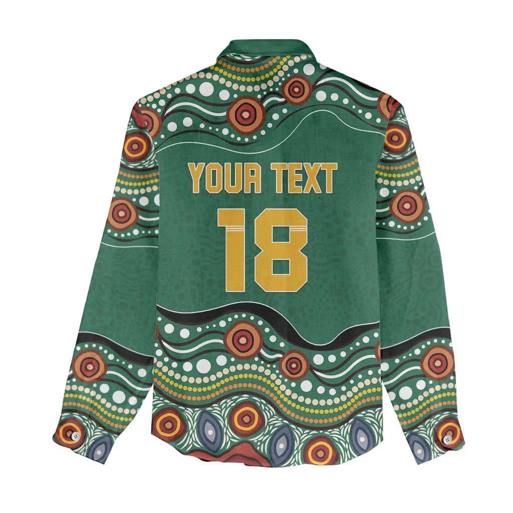 Custom Australia Rugby Women Casual Shirt Koala Mascot Aboriginal Pattern