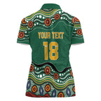 Custom Australia Rugby Women Polo Shirt Koala Mascot Aboriginal Pattern