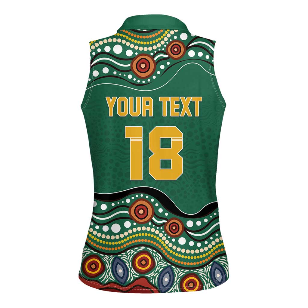 Custom Australia Rugby Women Sleeveless Polo Shirt Koala Mascot Aboriginal Pattern