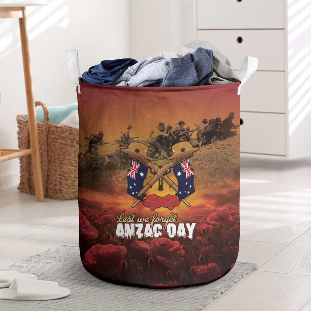 ANZAC Day Lest We Forget Laundry Basket Australian Veterans Remembrance Tribute