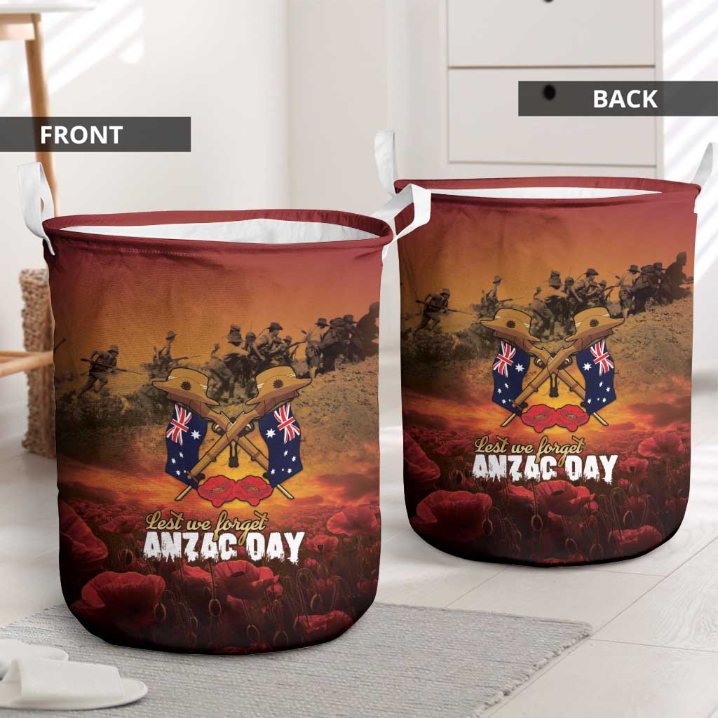 ANZAC Day Lest We Forget Laundry Basket Australian Veterans Remembrance Tribute