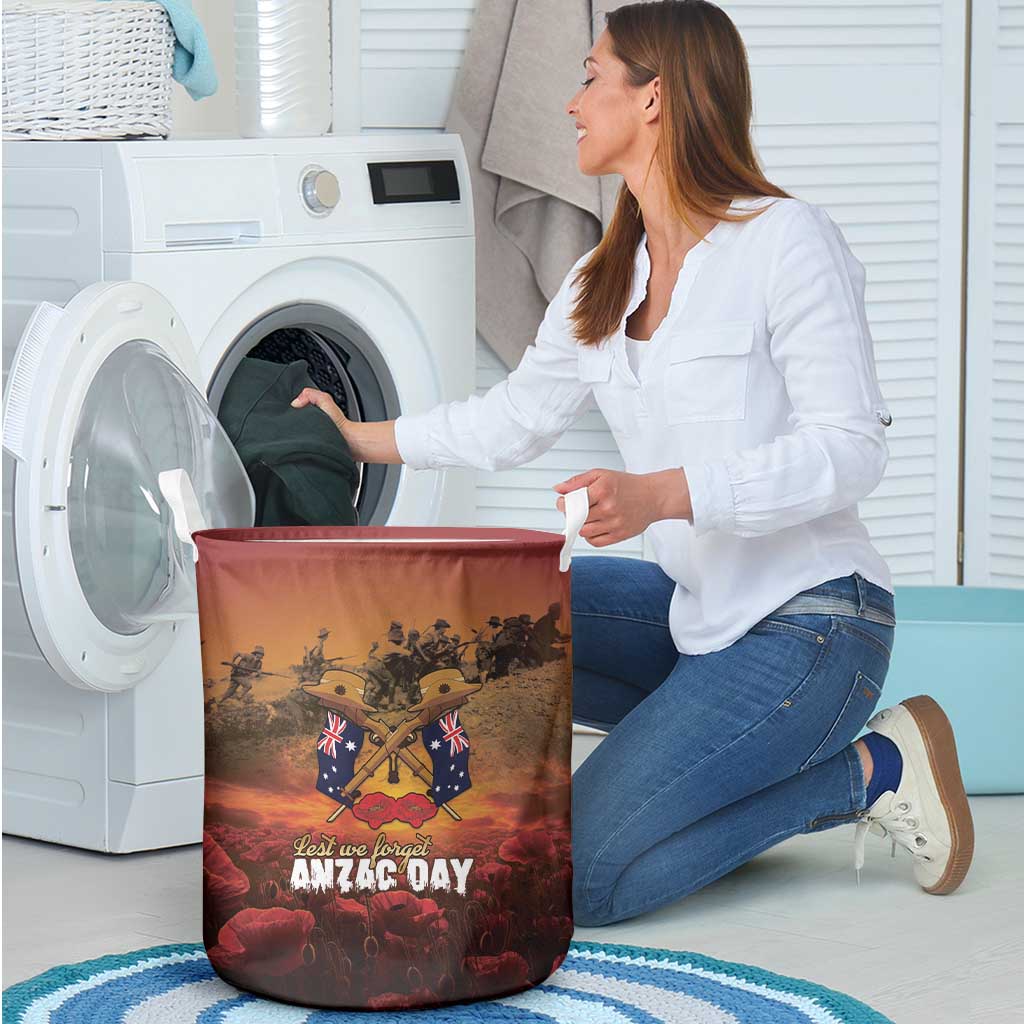 ANZAC Day Lest We Forget Laundry Basket Australian Veterans Remembrance Tribute