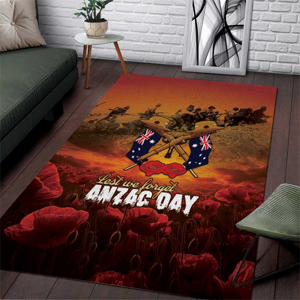 ANZAC Day Lest We Forget Area Rug Australian Veterans Remembrance Tribute