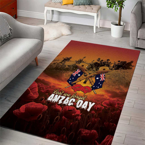 ANZAC Day Lest We Forget Area Rug Australian Veterans Remembrance Tribute