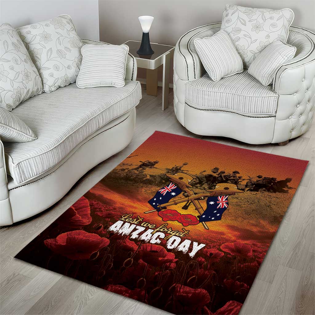 ANZAC Day Lest We Forget Area Rug Australian Veterans Remembrance Tribute