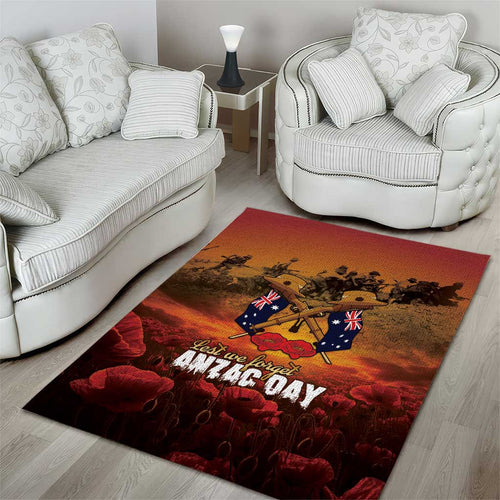ANZAC Day Lest We Forget Area Rug Australian Veterans Remembrance Tribute