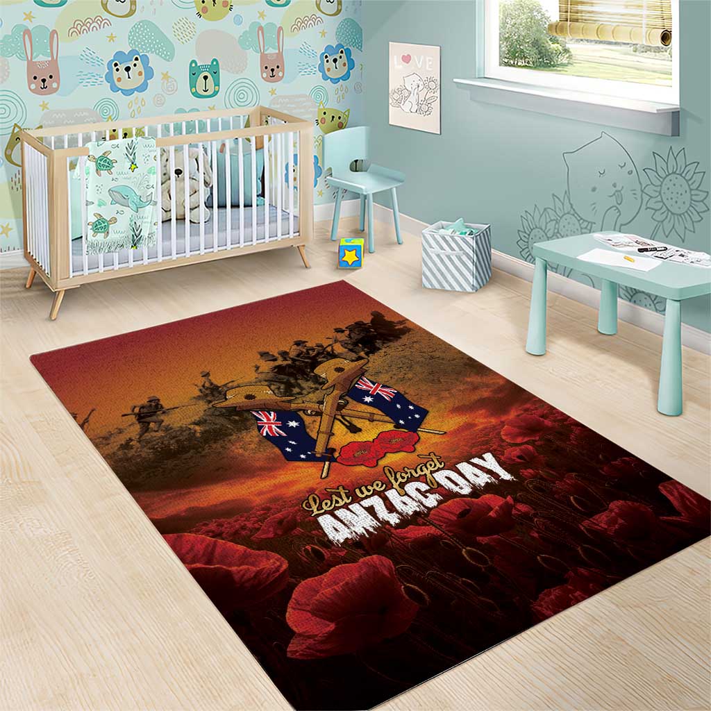 ANZAC Day Lest We Forget Area Rug Australian Veterans Remembrance Tribute