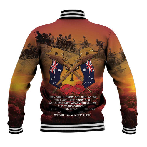 ANZAC Day Lest We Forget Baseball Jacket Australian Veterans Remembrance Tribute