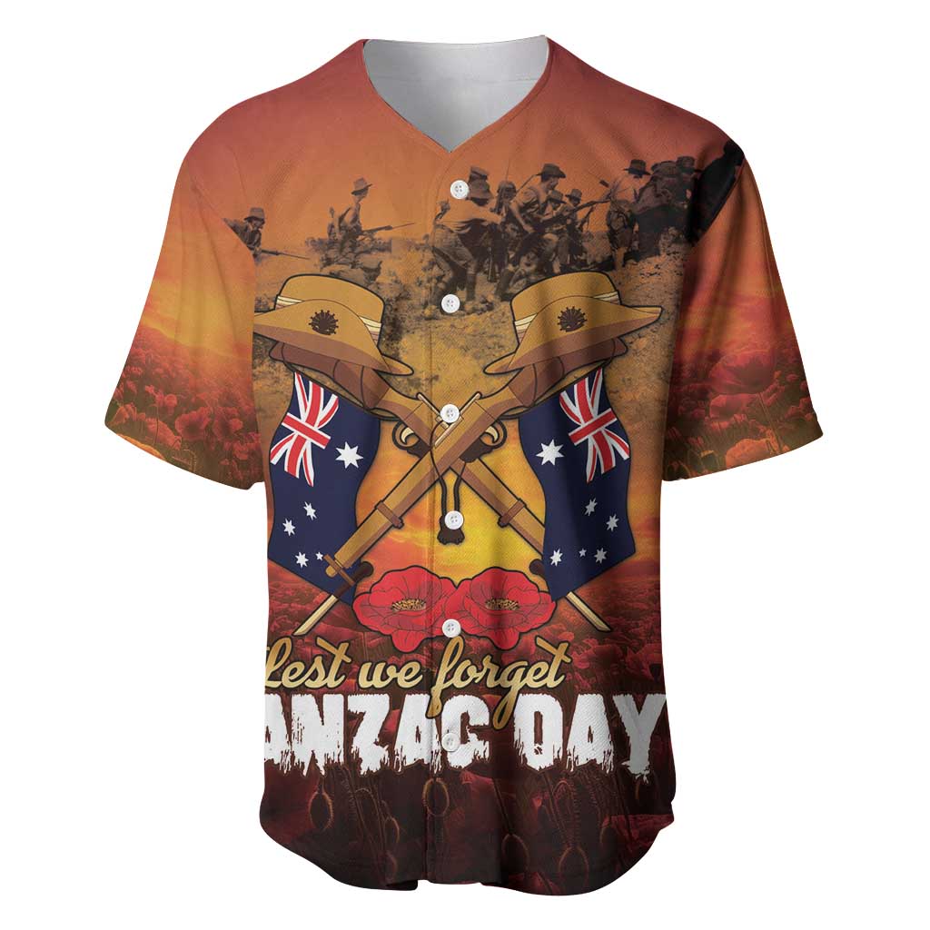ANZAC Day Lest We Forget Baseball Jersey Australian Veterans Remembrance Tribute