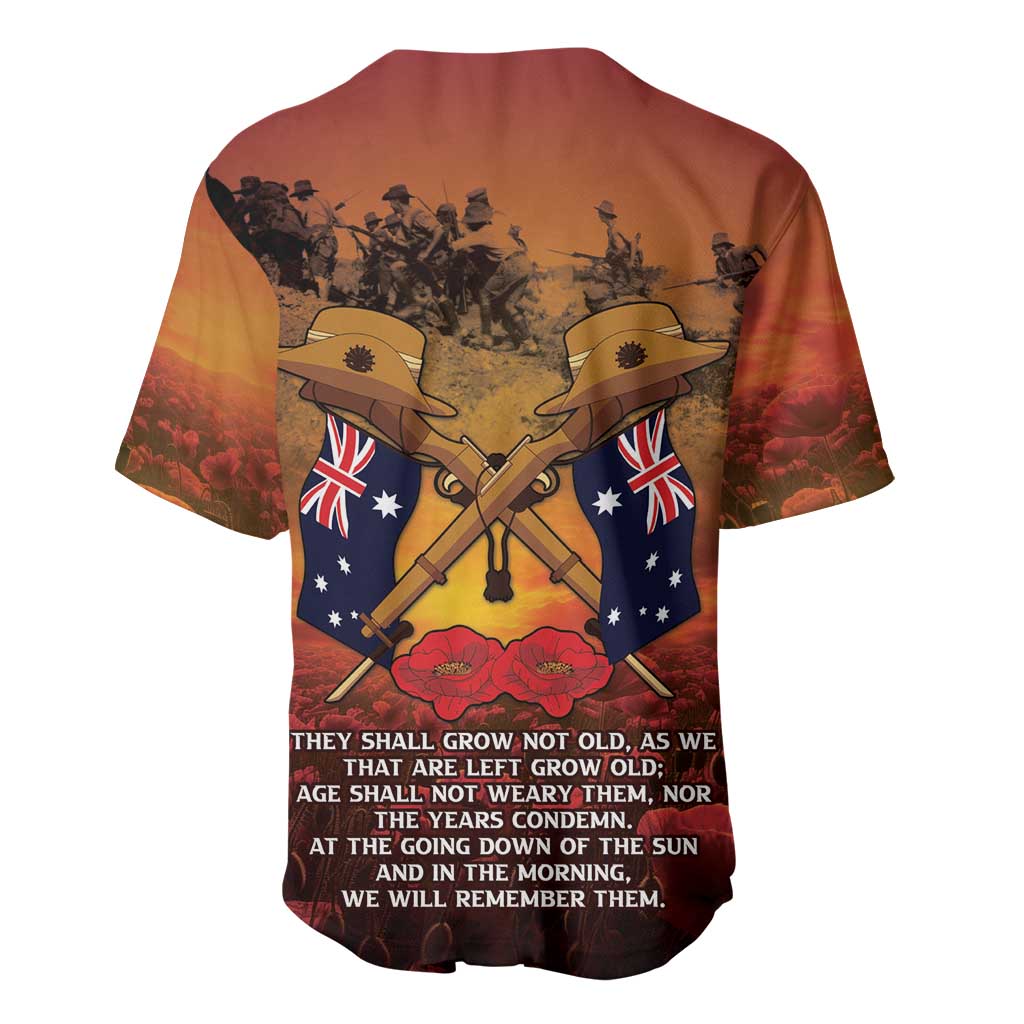 ANZAC Day Lest We Forget Baseball Jersey Australian Veterans Remembrance Tribute