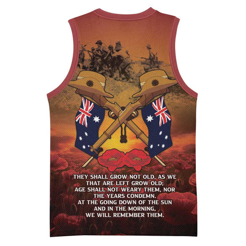 ANZAC Day Lest We Forget Basketball Jersey Australian Veterans Remembrance Tribute