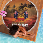 ANZAC Day Lest We Forget Beach Blanket Australian Veterans Remembrance Tribute