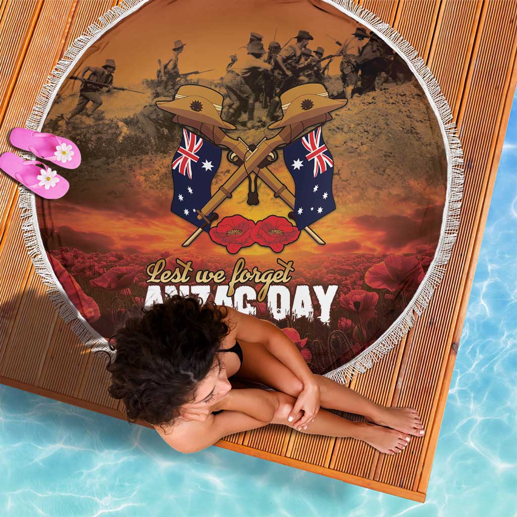 ANZAC Day Lest We Forget Beach Blanket Australian Veterans Remembrance Tribute