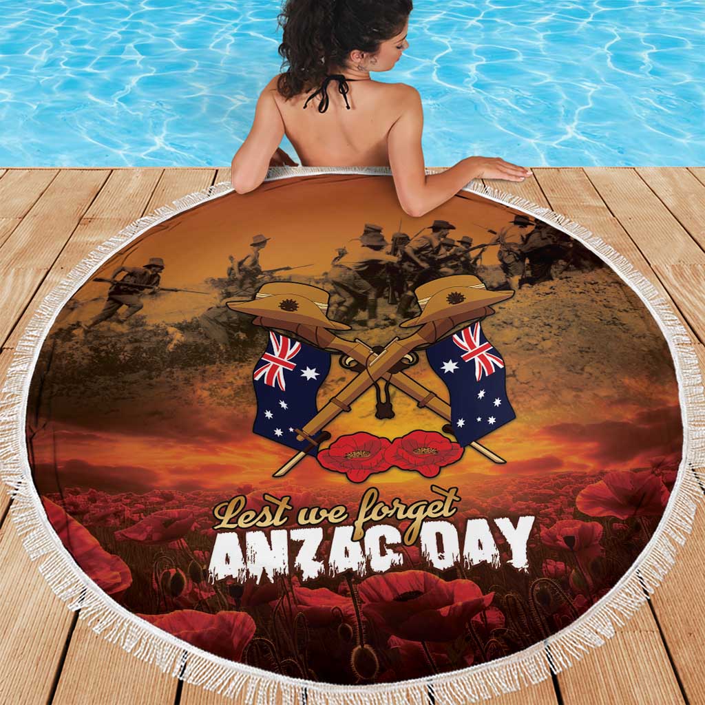 ANZAC Day Lest We Forget Beach Blanket Australian Veterans Remembrance Tribute