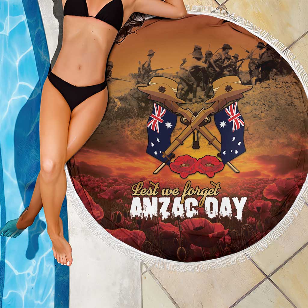 ANZAC Day Lest We Forget Beach Blanket Australian Veterans Remembrance Tribute
