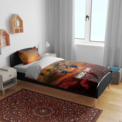 ANZAC Day Lest We Forget Bedding Set Australian Veterans Remembrance Tribute