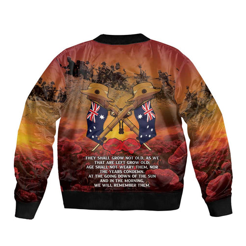 ANZAC Day Lest We Forget Bomber Jacket Australian Veterans Remembrance Tribute