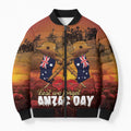 ANZAC Day Lest We Forget Bomber Puffer Jacket Australian Veterans Remembrance Tribute