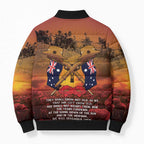 ANZAC Day Lest We Forget Bomber Puffer Jacket Australian Veterans Remembrance Tribute