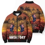 ANZAC Day Lest We Forget Bomber Puffer Jacket Australian Veterans Remembrance Tribute