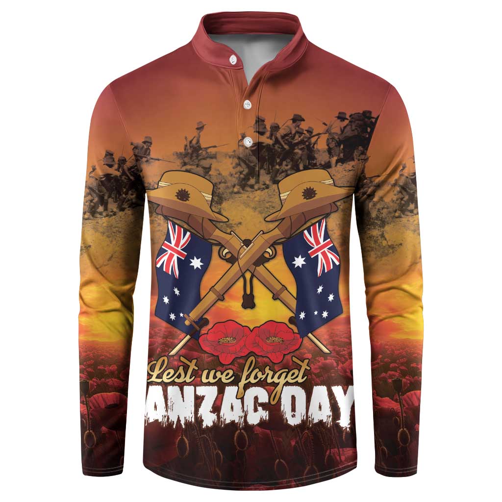 ANZAC Day Lest We Forget Button Sweatshirt Australian Veterans Remembrance Tribute