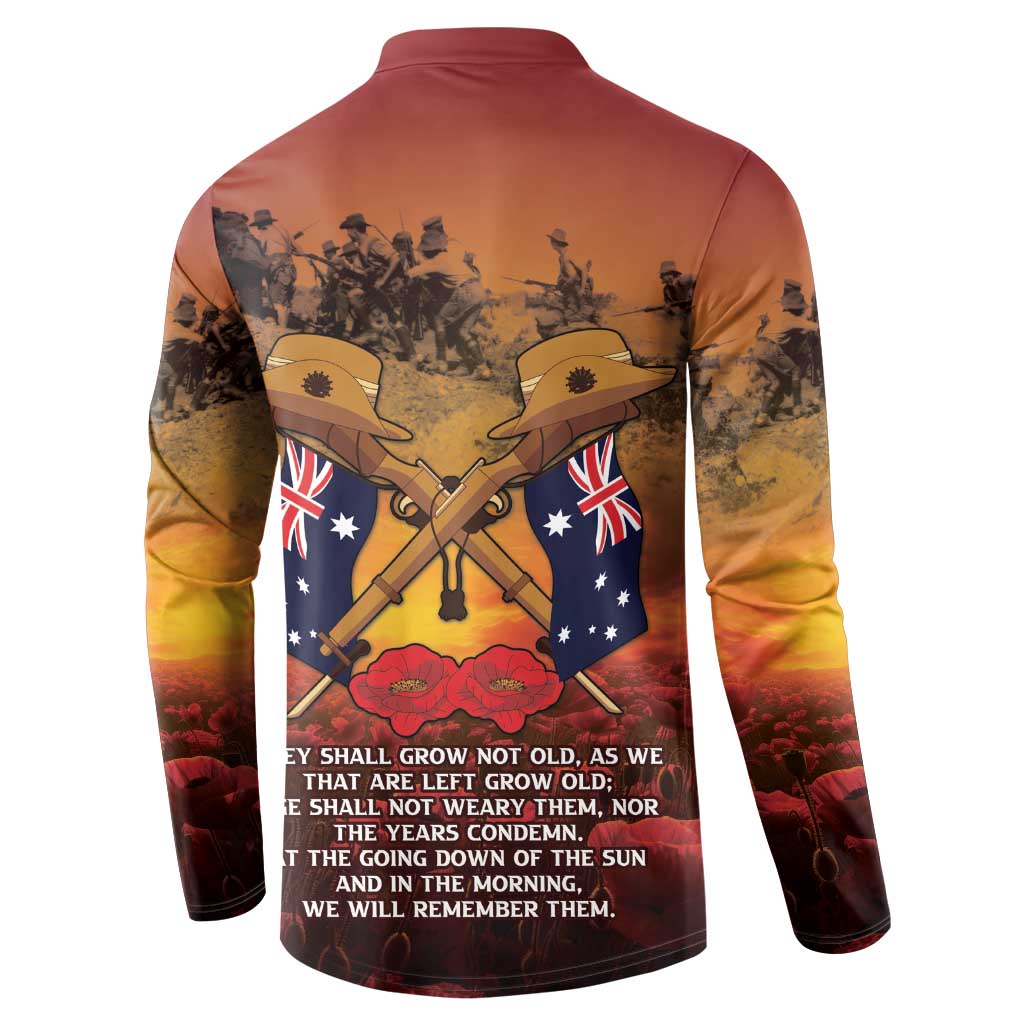 ANZAC Day Lest We Forget Button Sweatshirt Australian Veterans Remembrance Tribute