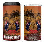 ANZAC Day Lest We Forget 4 in 1 Can Cooler Tumbler Australian Veterans Remembrance Tribute