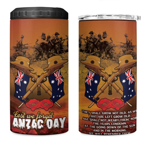 ANZAC Day Lest We Forget 4 in 1 Can Cooler Tumbler Australian Veterans Remembrance Tribute