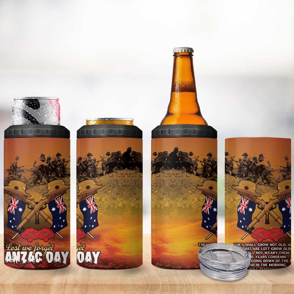 ANZAC Day Lest We Forget 4 in 1 Can Cooler Tumbler Australian Veterans Remembrance Tribute