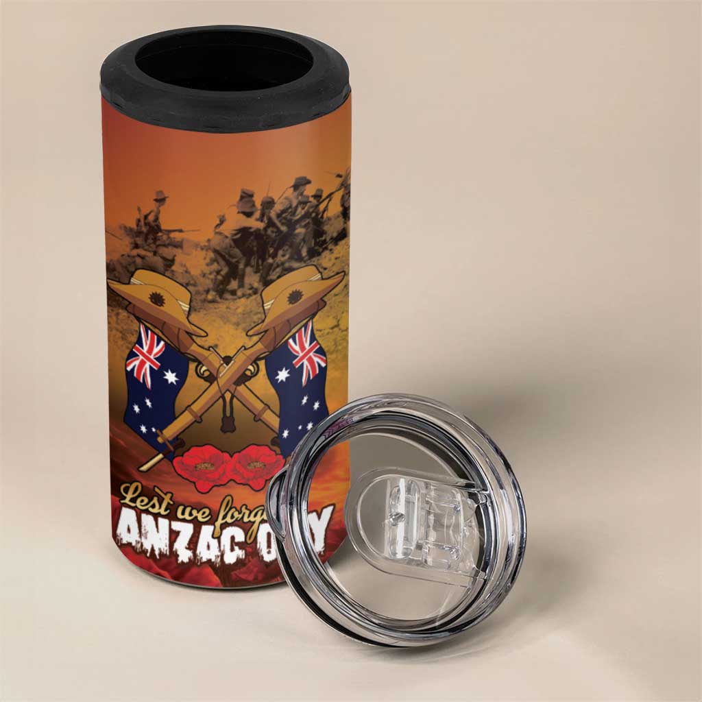 ANZAC Day Lest We Forget 4 in 1 Can Cooler Tumbler Australian Veterans Remembrance Tribute