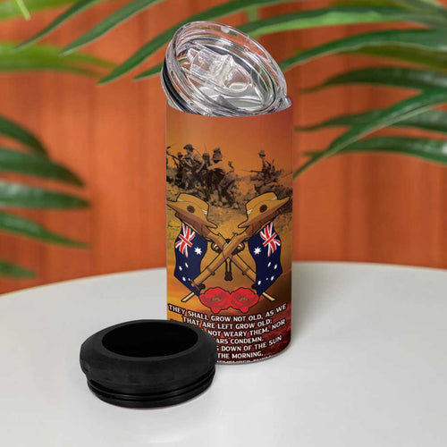 ANZAC Day Lest We Forget 4 in 1 Can Cooler Tumbler Australian Veterans Remembrance Tribute