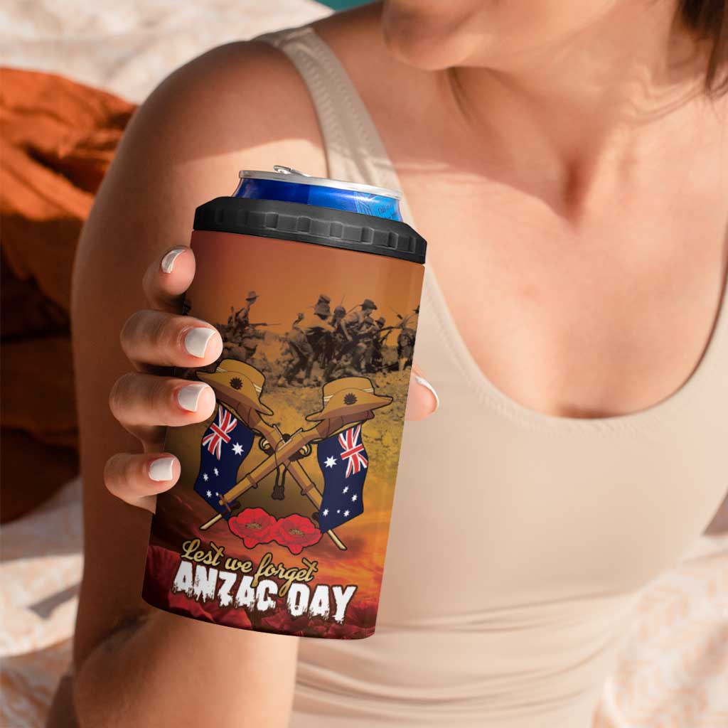 ANZAC Day Lest We Forget 4 in 1 Can Cooler Tumbler Australian Veterans Remembrance Tribute