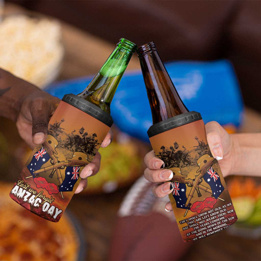 ANZAC Day Lest We Forget 4 in 1 Can Cooler Tumbler Australian Veterans Remembrance Tribute