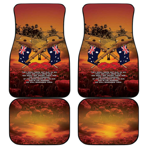 ANZAC Day Lest We Forget Car Mats Australian Veterans Remembrance Tribute