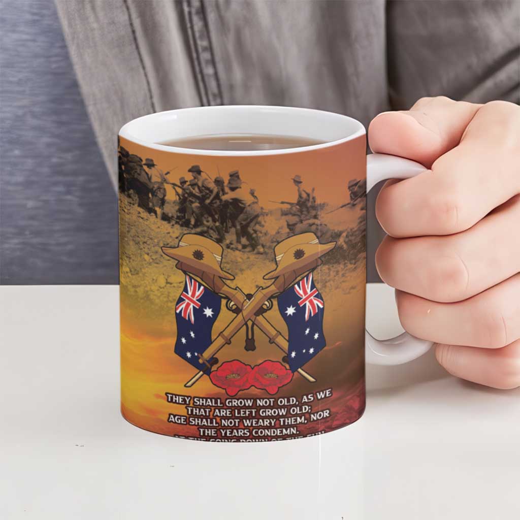 ANZAC Day Lest We Forget Ceramic Mug Australian Veterans Remembrance Tribute