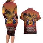 ANZAC Day Lest We Forget Couples Matching Long Sleeve Bodycon Dress and Hawaiian Shirt Australian Veterans Remembrance Tribute