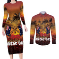 ANZAC Day Lest We Forget Couples Matching Long Sleeve Bodycon Dress and Long Sleeve Button Shirt Australian Veterans Remembrance Tribute