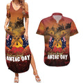 ANZAC Day Lest We Forget Couples Matching Summer Maxi Dress and Hawaiian Shirt Australian Veterans Remembrance Tribute
