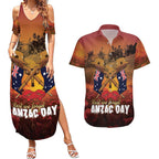 ANZAC Day Lest We Forget Couples Matching Summer Maxi Dress and Hawaiian Shirt Australian Veterans Remembrance Tribute